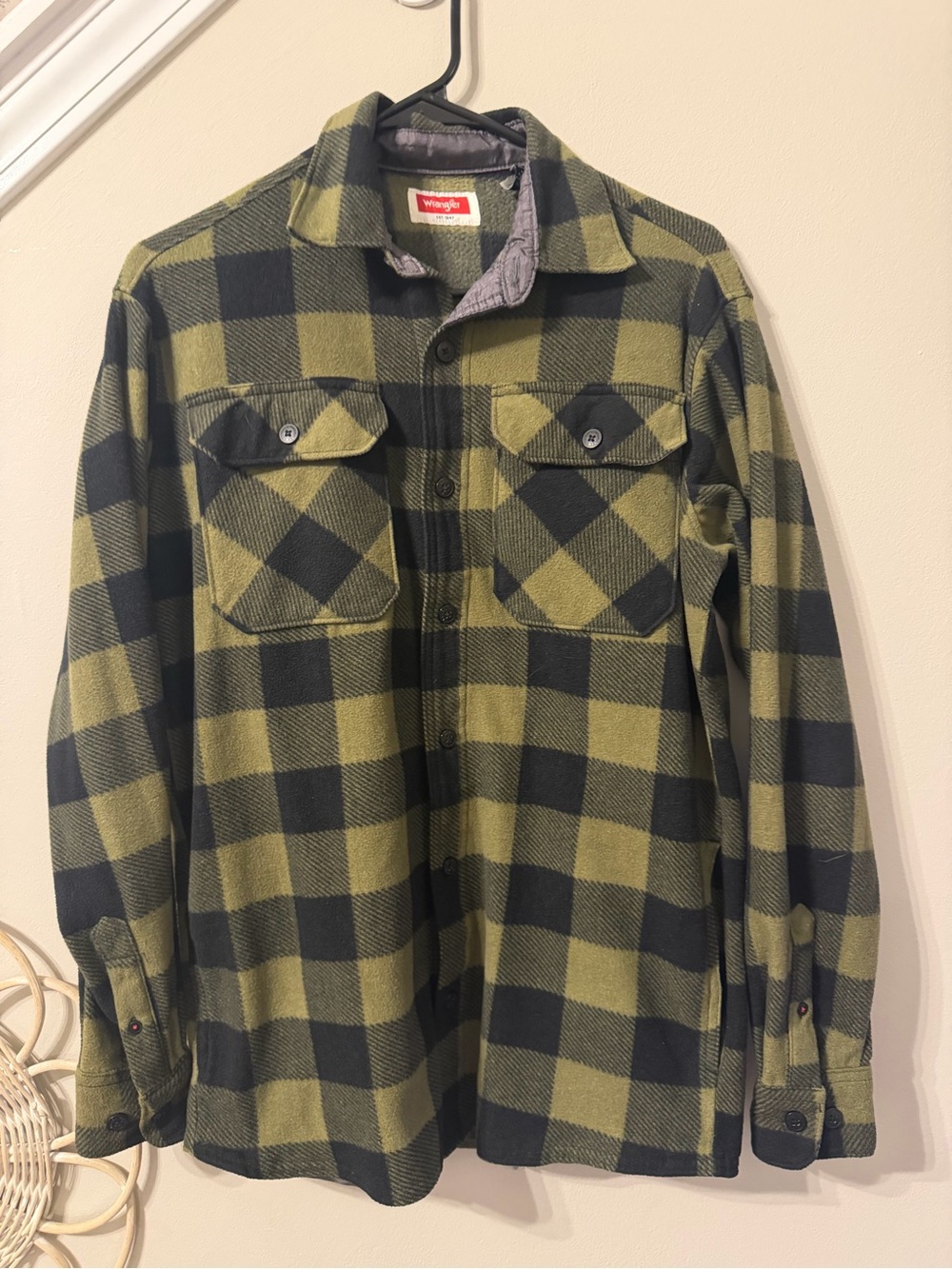 Wrangler Olive and Black Plaid Flannel Shirt Jacket